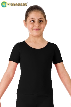 MAGLIETTA DANZA LYCRA MEZZA MANICA NERA BAMBINA